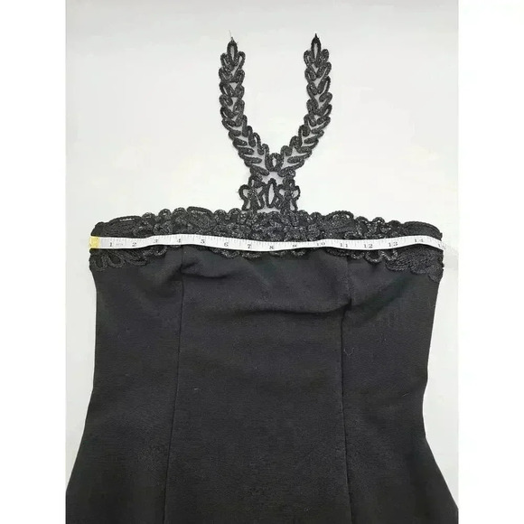 Vtg Roberta Women's 5/6 Black Halter Neck Fitted Formal Mini Dress - Picture 8 of 12